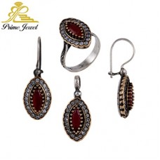 Gümüş Otantik Taşlı Set